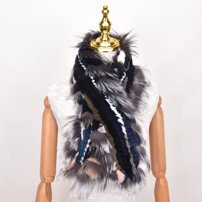 Натуральная меха лисы короткий шарф для женщин настоящий мех кролика серебро