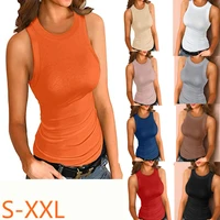 2020 summer womens vest solid color round neck knitted bottoming sleeveless tops tights sexy casual t shirt