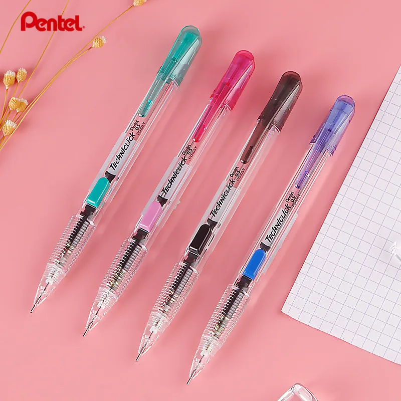 

7pcs Pentel PD105T Techniclick Side Press Push-out 0.5/0.7mm Mechanical Pencil Transparent Color School and Office Stationery