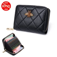 genuine leather women bank card holder wallet rfid credit card case id bag travel coin purse men long wallets porte carte