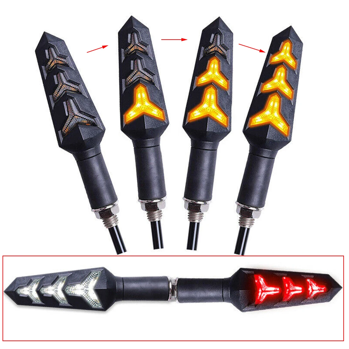 

4Pcs 12V Universal Motorcycle Bike LED Smoke Lens Turn Signal Light Indicator Lamp For Blinker Scooter Off Road Fish Bone Style