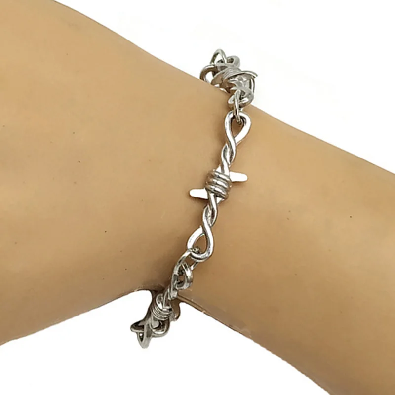 Парные мужские браслеты открытые манжеты спиральные шипы проволочные титановые