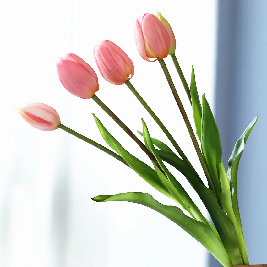 

Luxury Silicone Real touch Tulips Bouquet decorative Artificial Flowers living room decoration flores artificiales