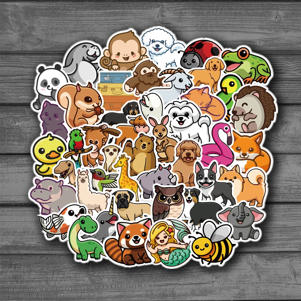 Наклейки граффити в виде милых животных 50 шт. наклейки для ноутбука телефона