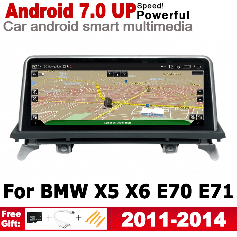 Экран стерео Android 7 0 UP Автомобильная GPS-карта для BMW X5 X6 E70 E71 2011 2012 2013 2014 CIC