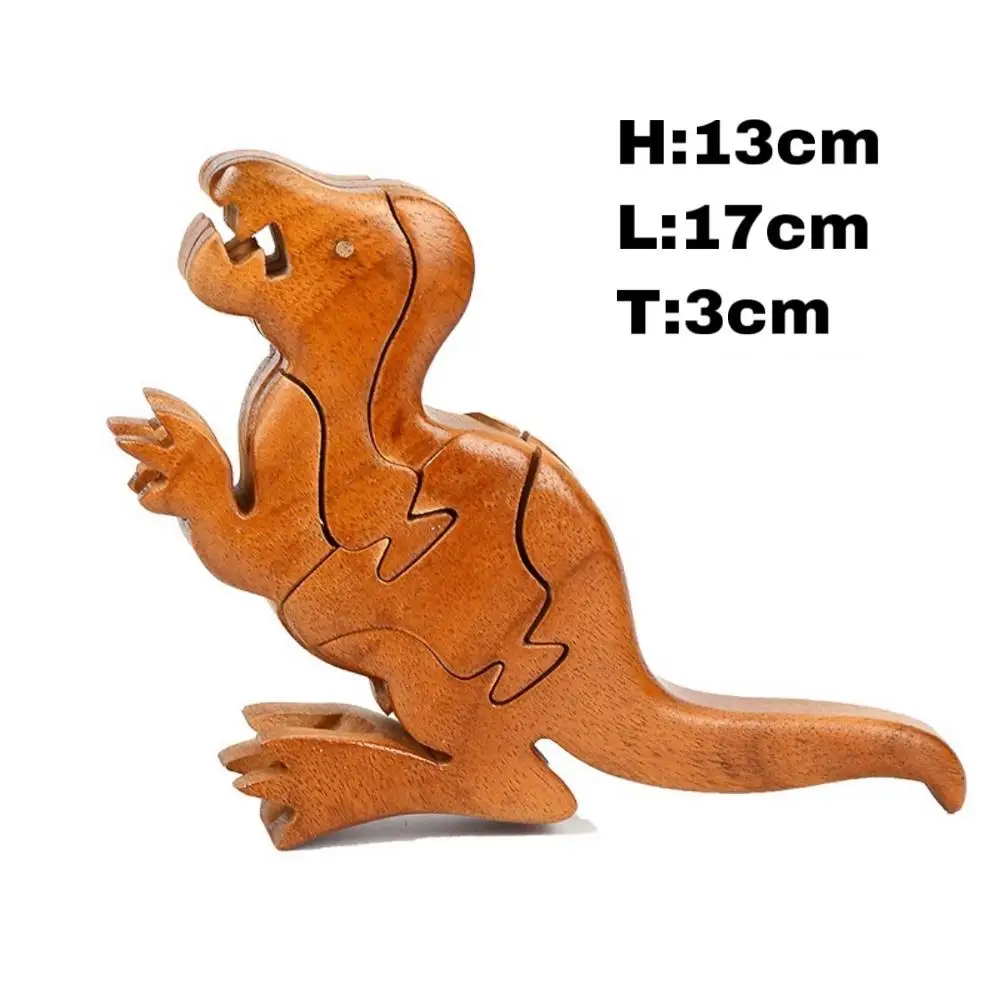 Деревянная 3D головоломка DIY животная динозавр собака кошка модель ручной работы