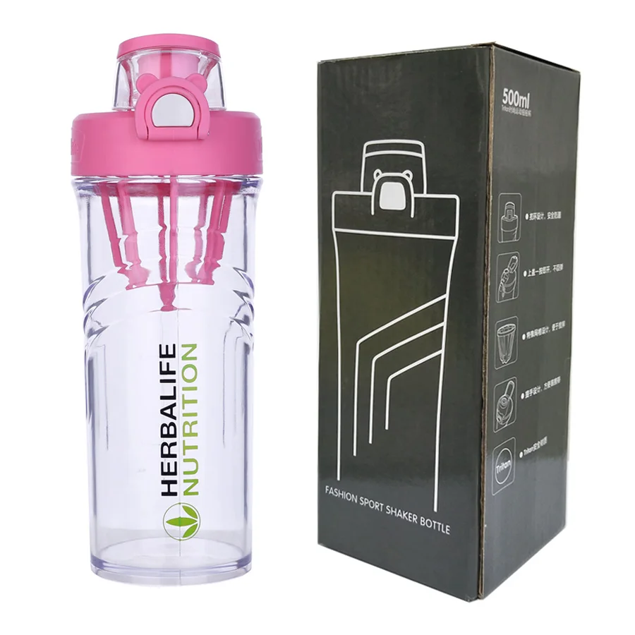

New Design Wholesale Price 500ml Herbalife Nutrition handy portable sports water bottle Internet celebrity fitness shake cup