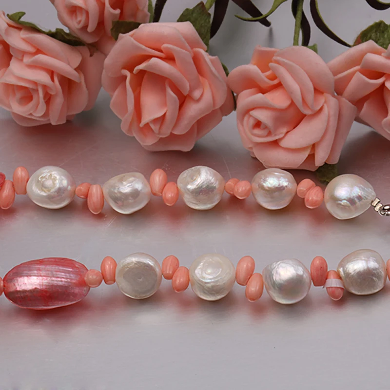 

JYX Elegant Tassel Pearl Necklace natural freshwater pearls 6-7mm bead pearl 20" red shell