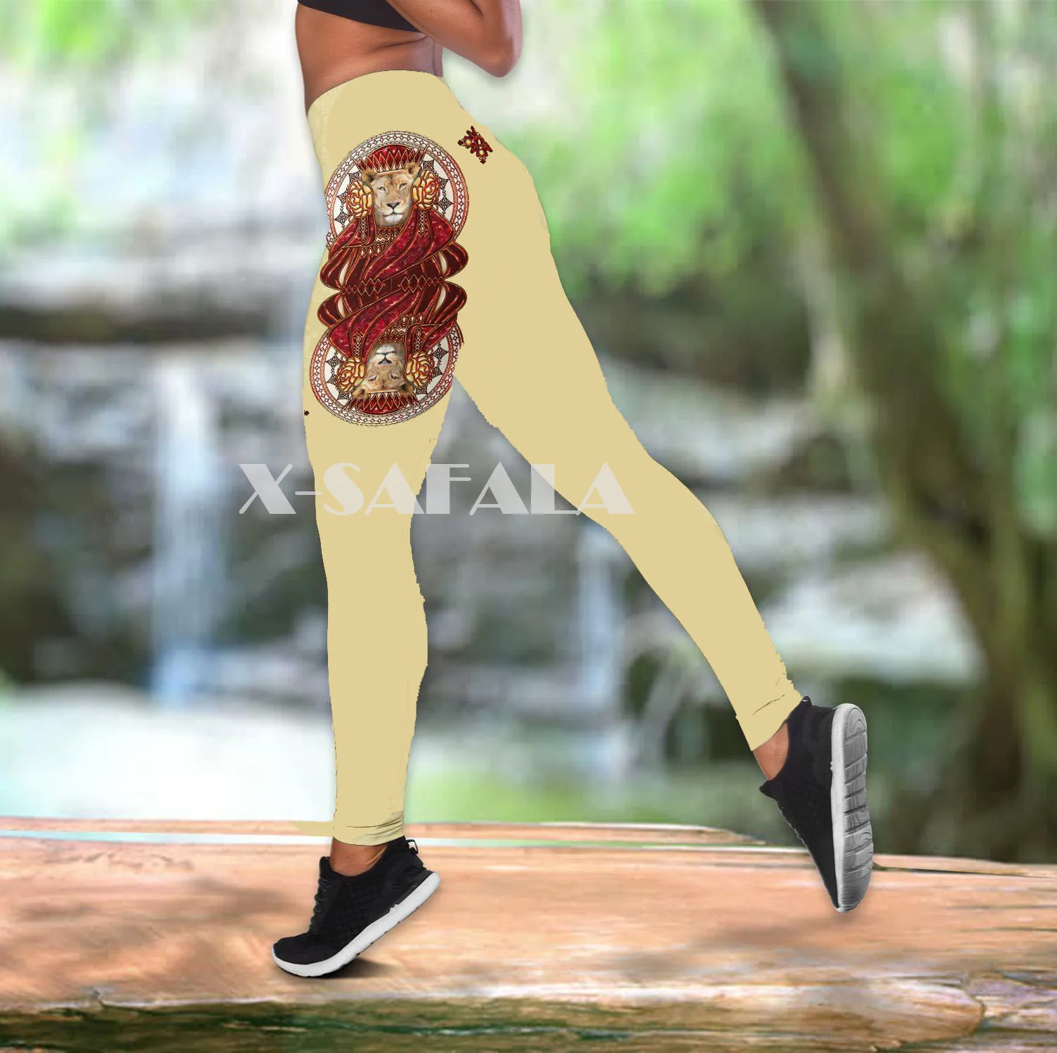 

Lion Queen Poker Two Piece Yoga Set Women 3D Print Vest Hollow Out Tank Top High Waist Legging Summer Casual Sport1