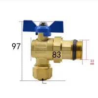 DN25 G 1" BSPP Male Fit 16/20mm ID/OD PEX Tube None Brass Angle Ball Valve With Blue Handle For Water Mainfold