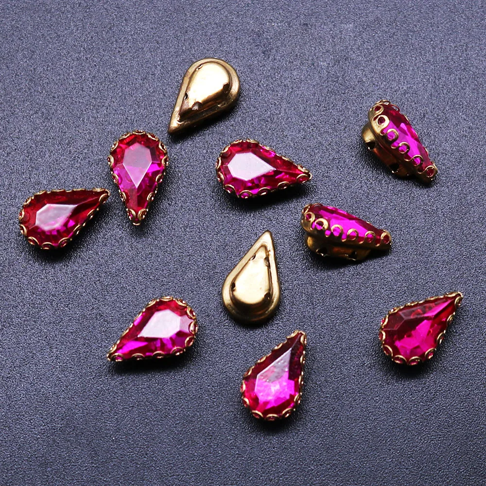 Drop shape rhinestone sparkling crystal glass stone trim steel bottom non-thermosetting sewing clothes SZ-142 | Дом и сад
