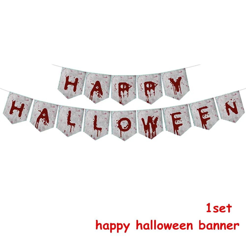 

57Pcs Halloween Disposable Tableware Set Bloody Handprint Theme Paper Cups Tablecloth Paper Plate Pull Flag Decoration Supplies