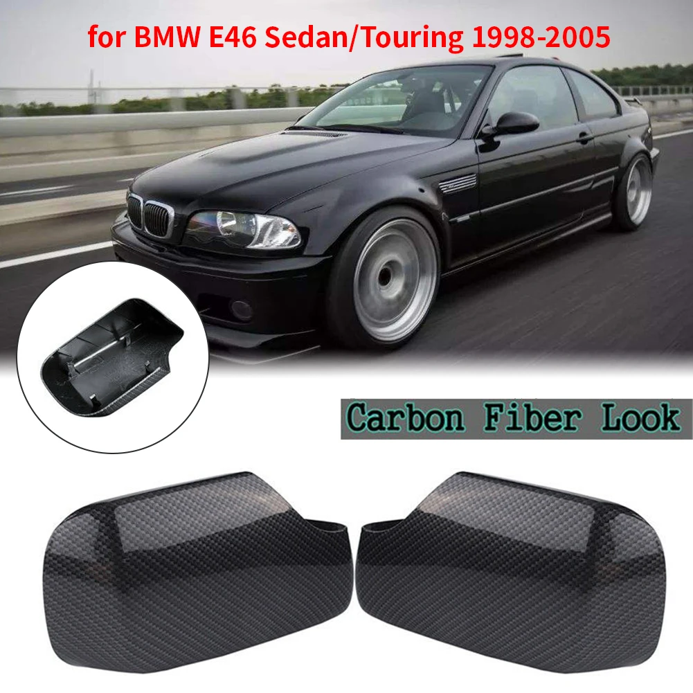 

For BMW 3 Series E46 1998-2005 Rearview Mirror Cover Case 1 Pair Black ABS Replacement Left Right Side Mirror Caps Trim