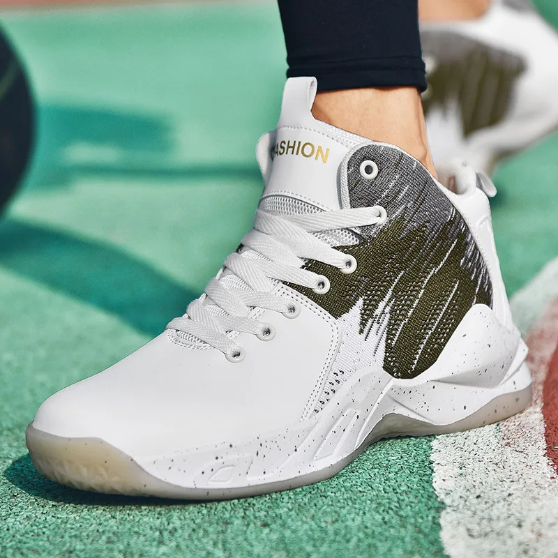 

Chunky Sole White High Top Sneakers Homens Fashion New Lace Up Shoes Man Mesh+Leather Shoes Men High Top Shoes Male Sneakers