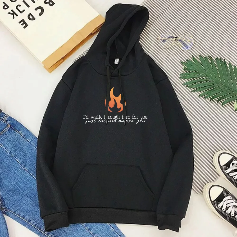 

Vintage FINE LINE Sweatshirt I'd Walk Through Fire for You Women Sweatshirt Sunflower Hoodie 2020 Vintage Casual