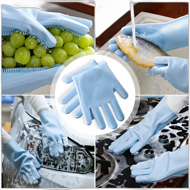 Силиконовые перчатки с шипами для мытья посуды (1 пара)|Бытовые перчатки| |