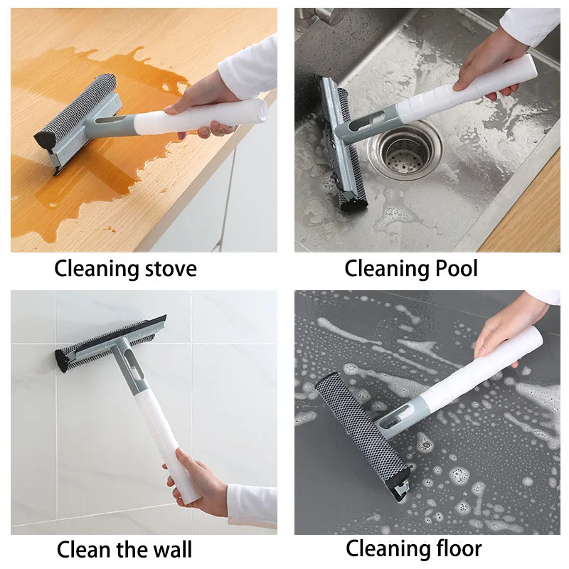 Glass Cleaning Tool Double-sided Disassemble Rod Window Cleaner Mop Squeegee Wiper With Water Spray Bottle | Дом и сад