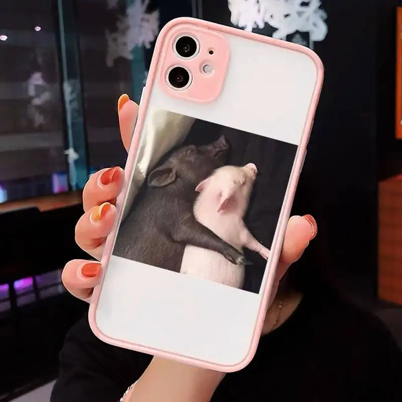 

Cute Little Pink Pet Pig Phone Cases Matte Transparent for iPhone 7 8 11 12 s mini pro X XS XR MAX Plus cover funda