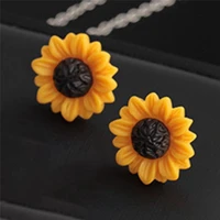 simple personality sunflower stud earrings jewelry accessories 2021