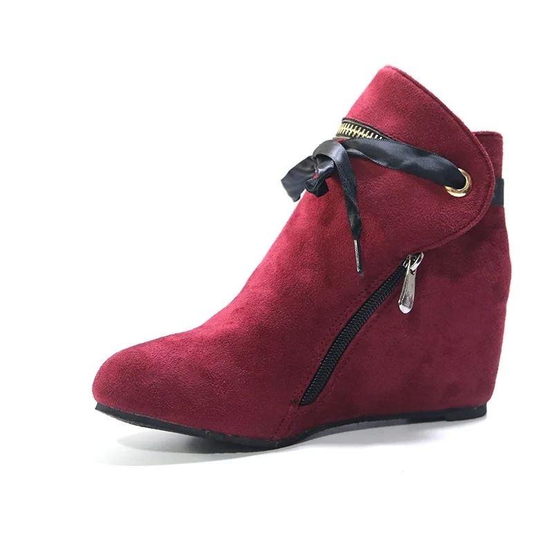 Женские ботильоны на танкетке повседневные ботинки платформе с