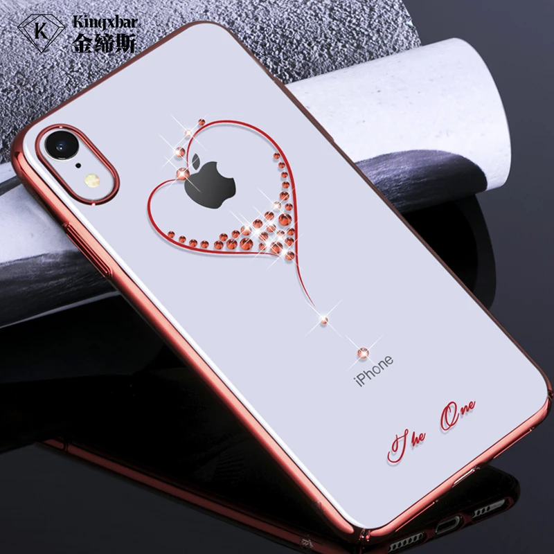 Блестящий тонкий чехол для iPhone XS/XS Max 6 5/X жесткий с кристаллами и бриллиантами