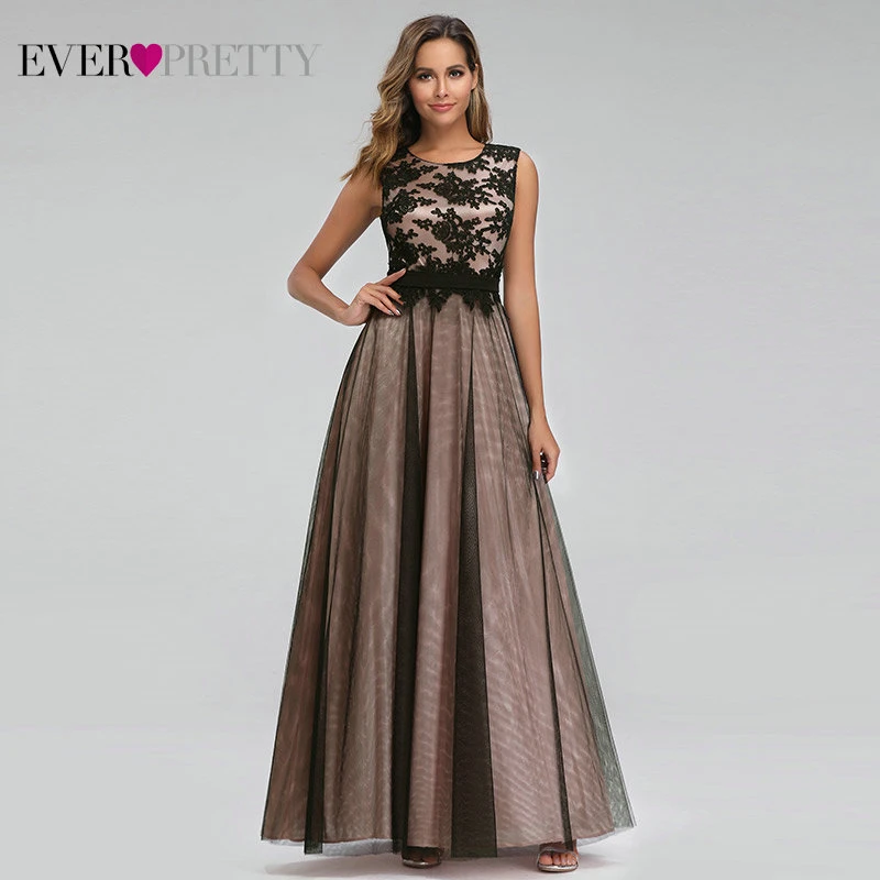 Blush Pink Vestido de Festa Longo Ever Pretty real photo, длинные платья для выпускного вечера с кружевной аппликацией,, дешевые вечерние платья, элегантные трапециевидные праздничные платья Jurken - Цвет: Blush Pink