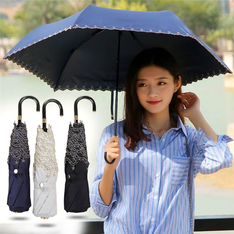 Aluminum Alloy Three Fold Hand Open Sun Protection UV Umbrella Ultra Light Mini Sunshade Non Automatic Folding Umbrellas @D | Дом и сад