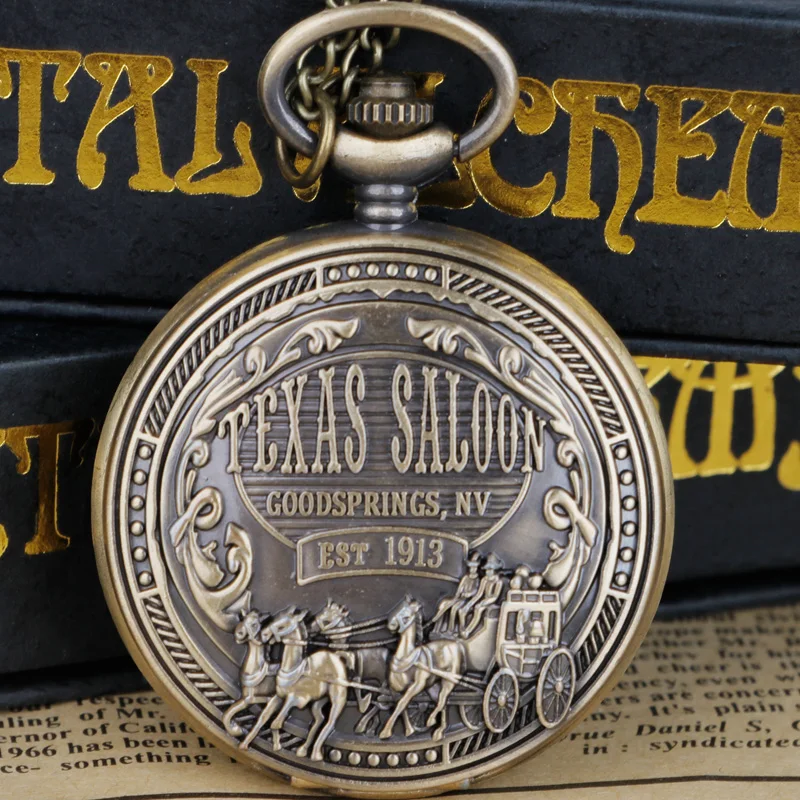 Фото Винтажный Бронзовый Знак штата Техас гравировка кварцевые карманные часы дикий