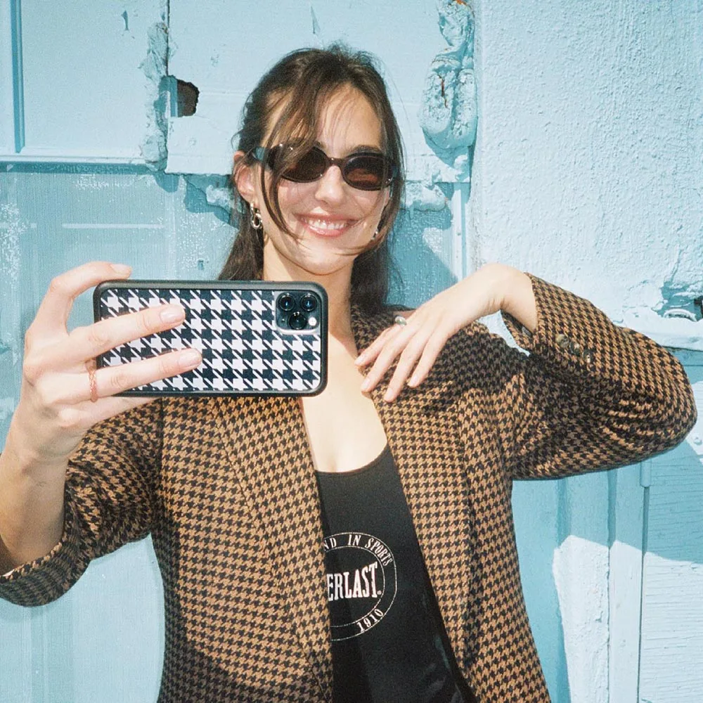Houndstooth Silicone PC phone case for iphone 6S 7 8 Plus X Xs Max XR 11 12 Pro hard fundas for samsung s21 s30 note 21