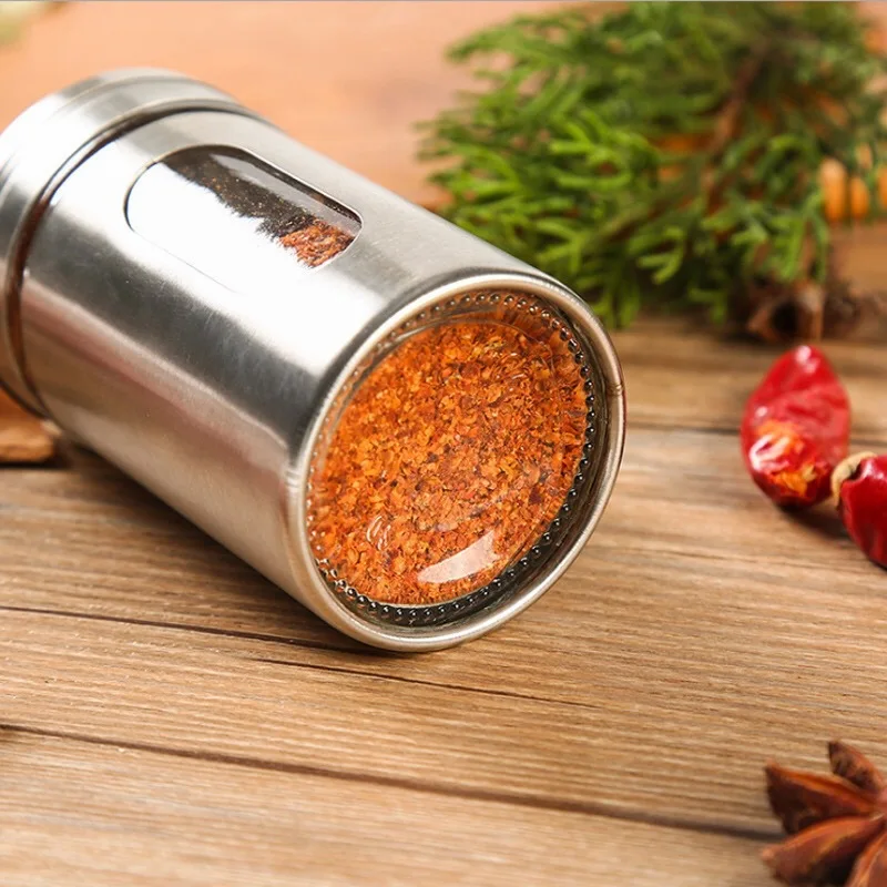 

Household Spice Jar, Pepper Bottle, 304 Stainless Steel Spice Box, Barbecue Sprinkler Bottle, Kitchen Glass Spice Bottle