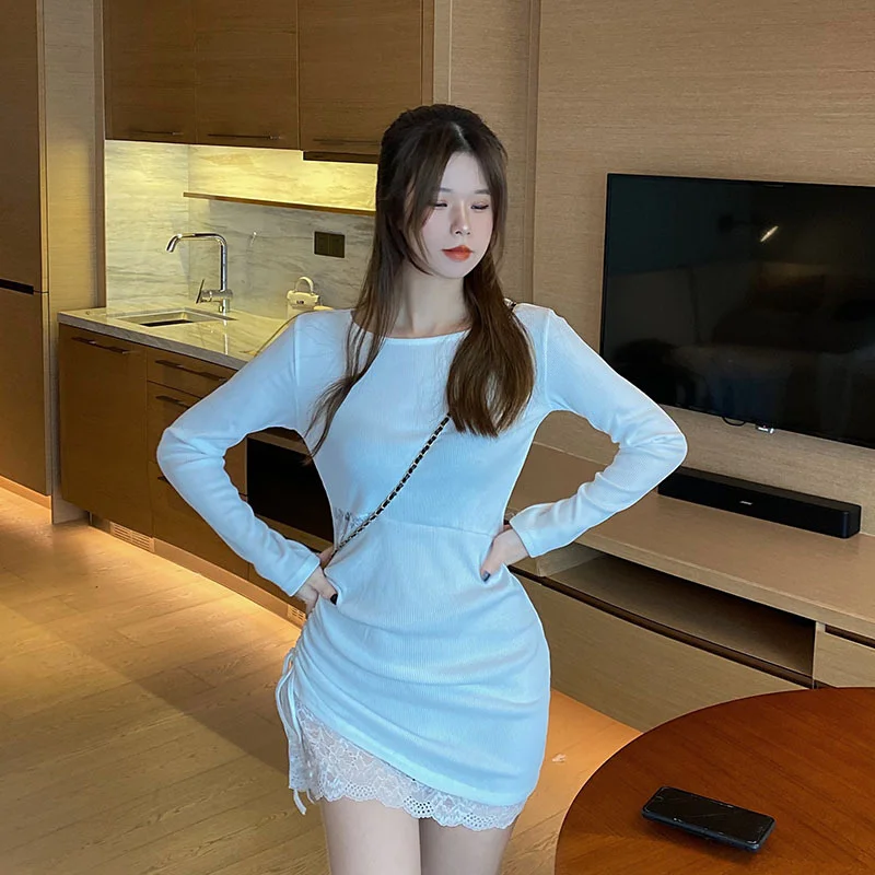 

Real Shot Cost-Effective Retro Slim-Fit Slimming Lace Stitching