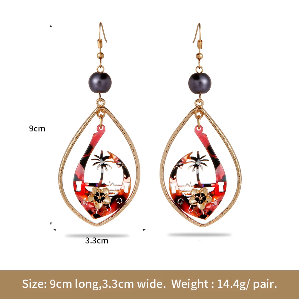 

SophiaXuan Acrylic Drop Earrings Fashion Jewelry Colorful Acetate Dangle Earring Summer for Women Anchor Coconut Tree Blue Red