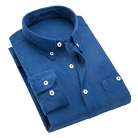 men vintage turn down collar corduroy buttons plus size business slim shirt