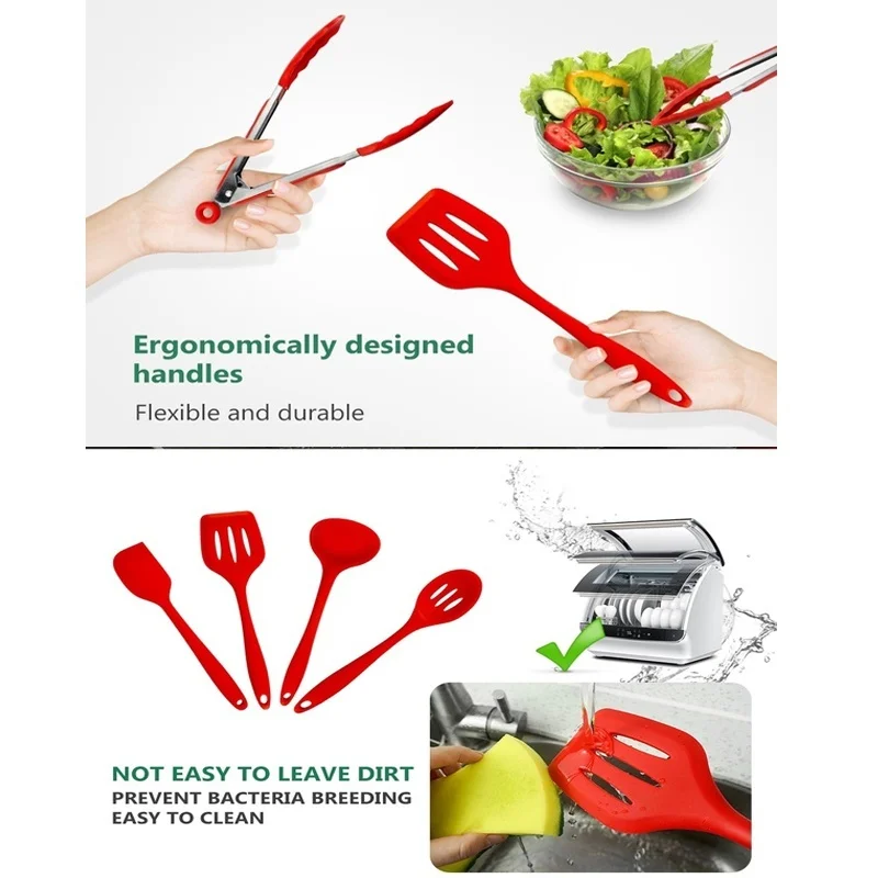 10 шт./компл. набор силиконовых лопаточек антипригарная кухонная посуда ложка для