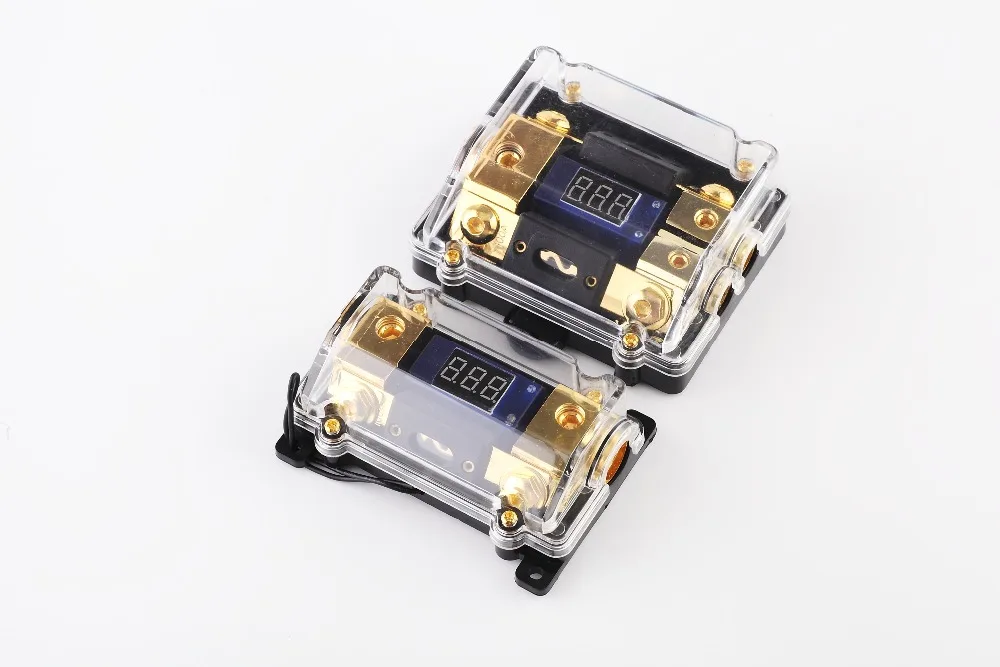 

Universal Car Auto Digital LED Voltage Display Audio Amplifier ANL Fuse Holder Electrical Red LED 100A/150A/200A Fuse Box 1 IN 2