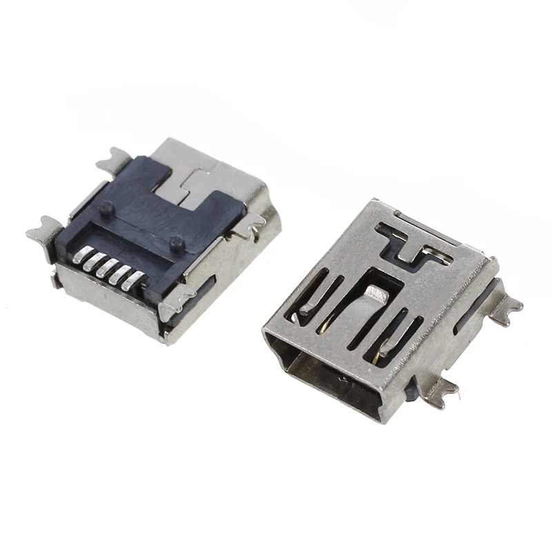 10 шт. Mini USB 5 Pin гнездовой разъем SMT &quotсделай сам&quot Серебряный тон темно-серого