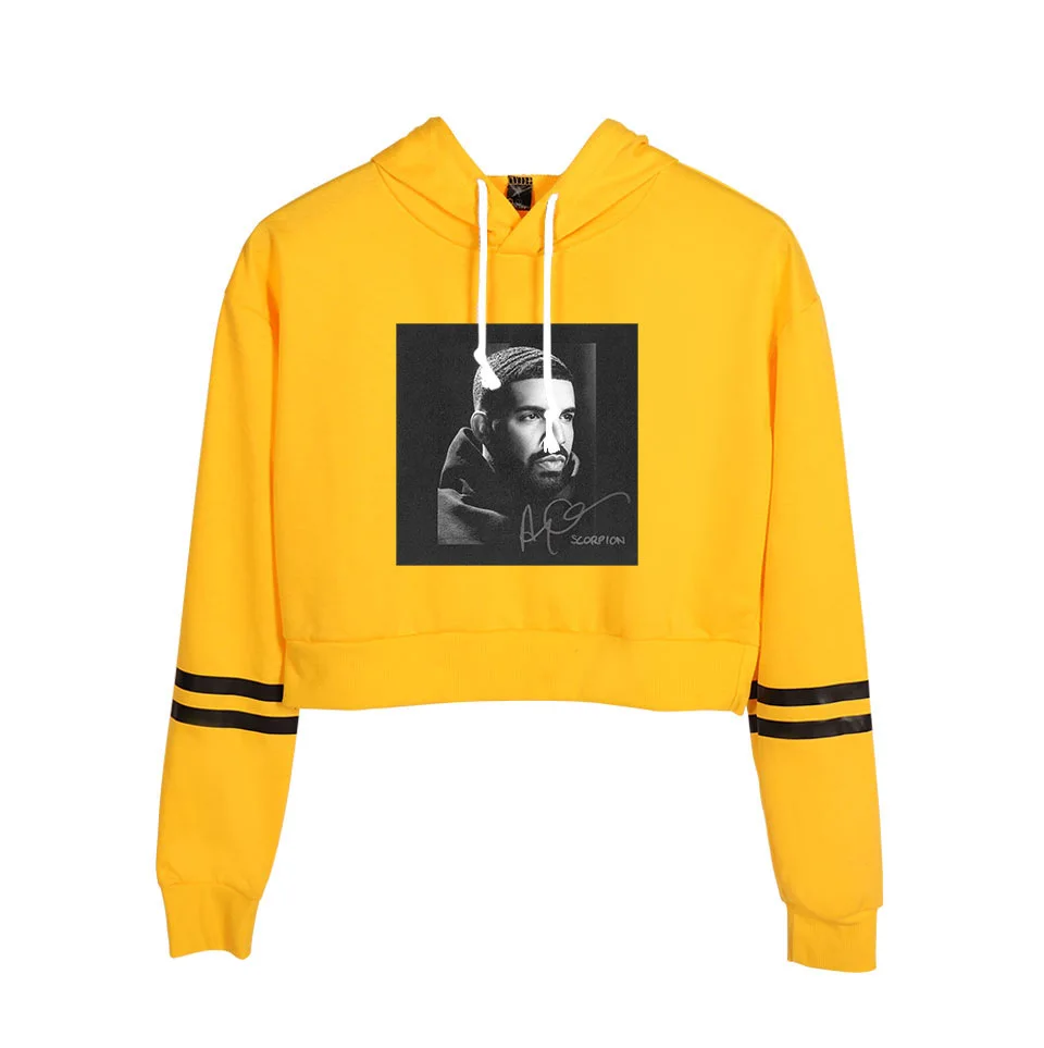

Hip Hop Rapper Drake Hoodie Crop Top Long Sleeve Hooded Sweatshirt Women Autumn Harajuku Top and Blouse Teen Girls Sudaderas