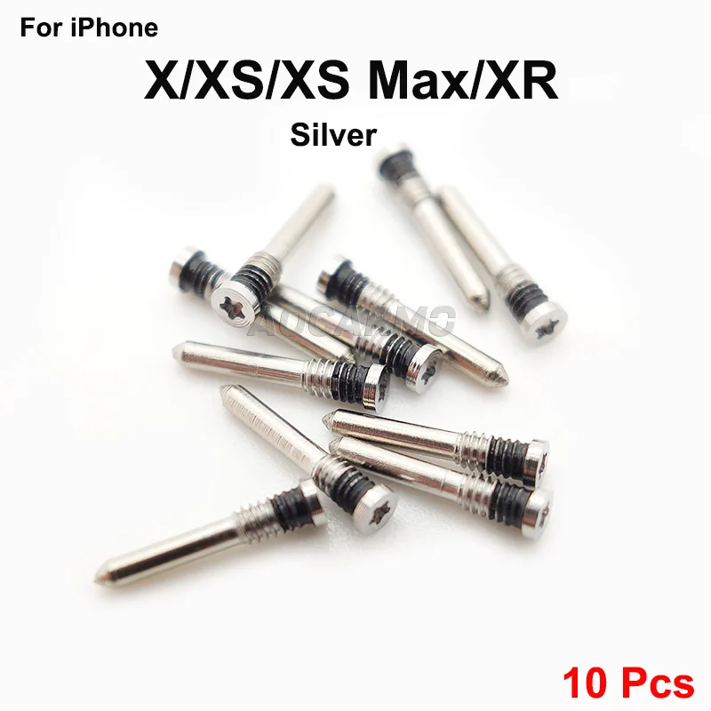 aocarmo 10pcslot for iphone xxsxs maxxr a2100 xs max a2104 a2108 silvergoldblack bottom dock screws housing screw free global shipping