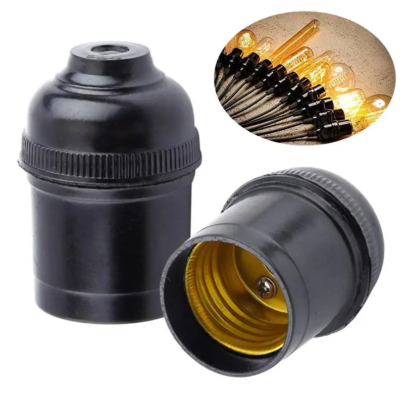 

E27 4A Light Bulbs Lamp Holder Pendant Edison Screw Black Vintage E5Q2 Socket Cap B1M3