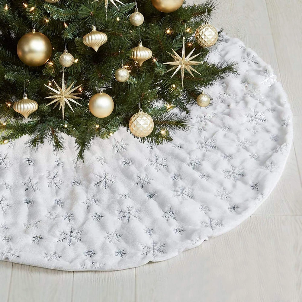 Christmas Tree Decor Snowflake White Skirt Fur For Xmas Decorations Home | Дом и сад