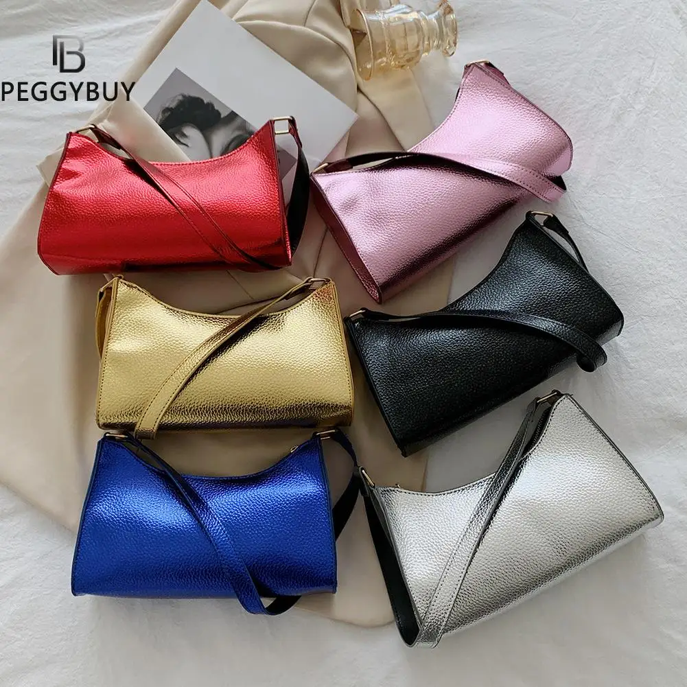 

2021 New Vintage Soft Women Solid Color Litchi Pattern Hand Bag Female Travel PU Shoulder Hobos Bag Small Handbags