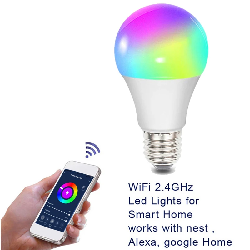 Умная светильник ная лампа B22 E27 10 Вт Wi-Fi RGB работает с Alexa/Google Home 85-265 в + белый