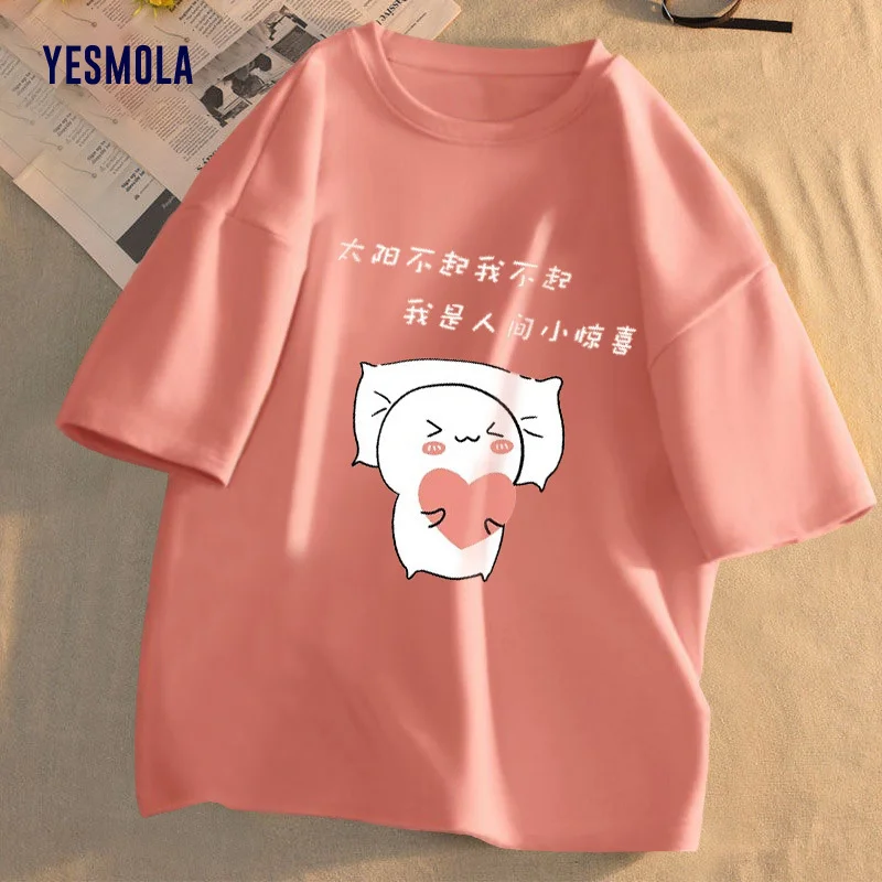 YESMOLA женская футболка с мультяшным принтом кролика 2021 летняя новая повседневная