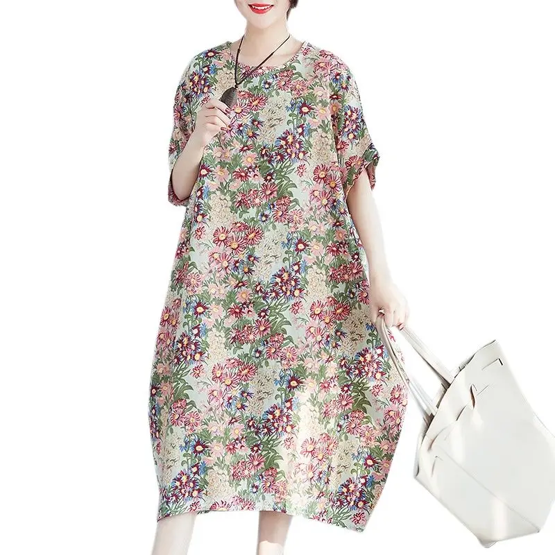 Женское платье с цветочным принтом ARCSINX шикарное коротким рукавом большие