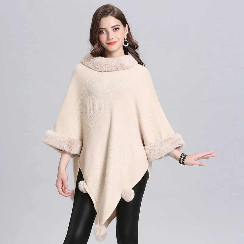 Новинка 2021 стильная женская зимняя накидка с рукавом летучая мышь Женское