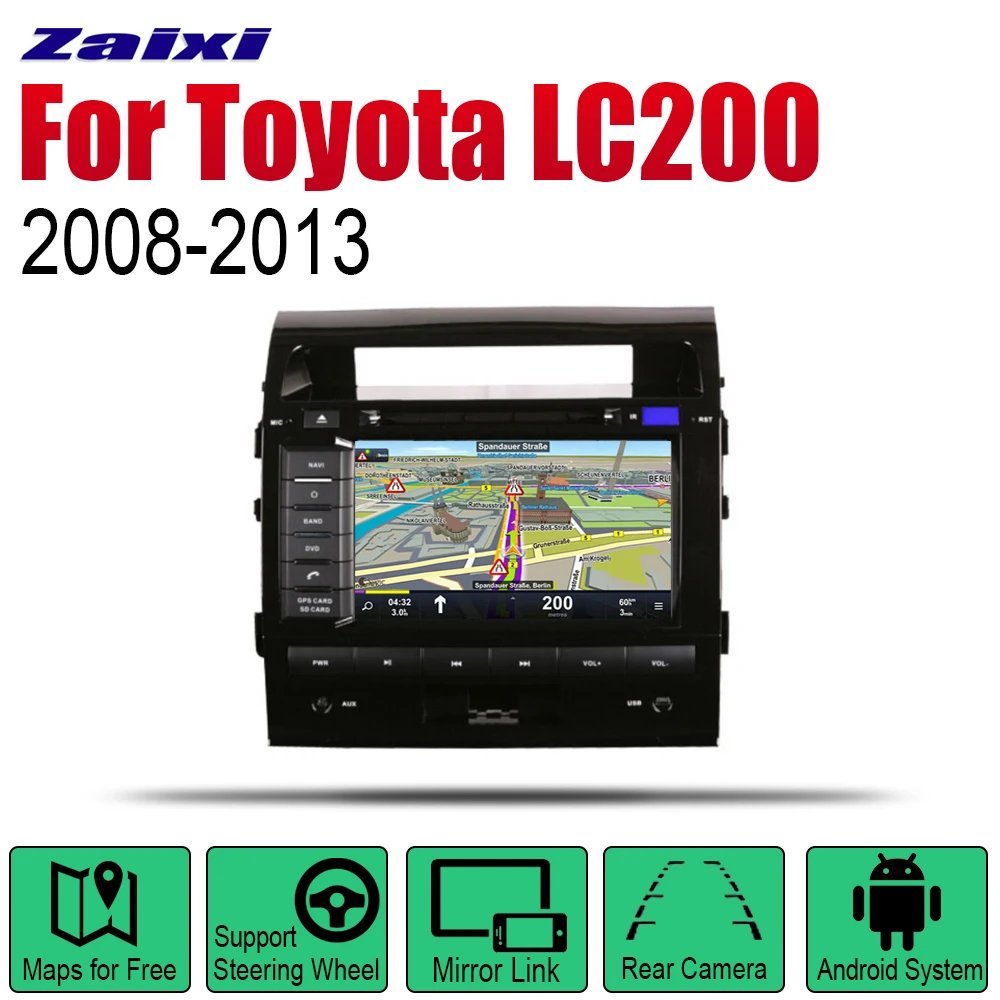 ZaiXi Android автомобильное радио стерео GPS навигация для Toyota Land Cruiser LC200 2008 ~ 2013 Bluetooth wifi