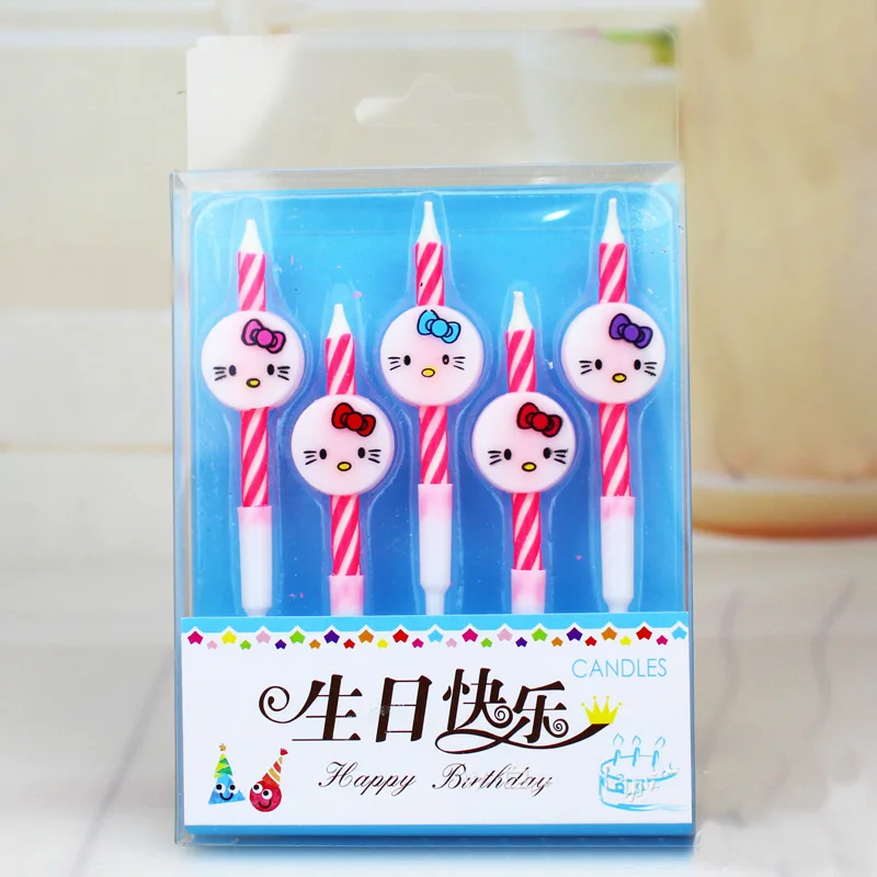 5 шт./компл. милый котенок мультфильм свечи декоративные воск парафин Дети День