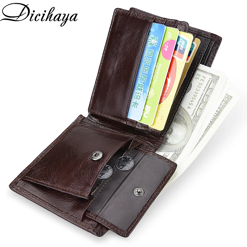 Винтажный Мужской бумажник DICIHAYA короткий кошелек из натуральной кожи