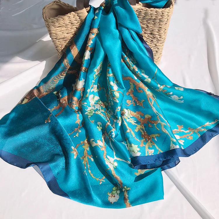 

Scarf Shawl Dual-use Women's Thin Summer Sunscreen Long Silk Scarf Female Temperament Seaside Scarf Beach Towel 90-180CM