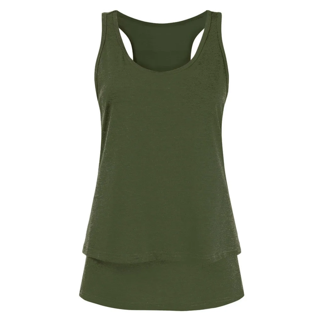 

Maternity Women Blouse Nursing Wrap Double Layer Sleeveless Blouse T Shirt (Army green)